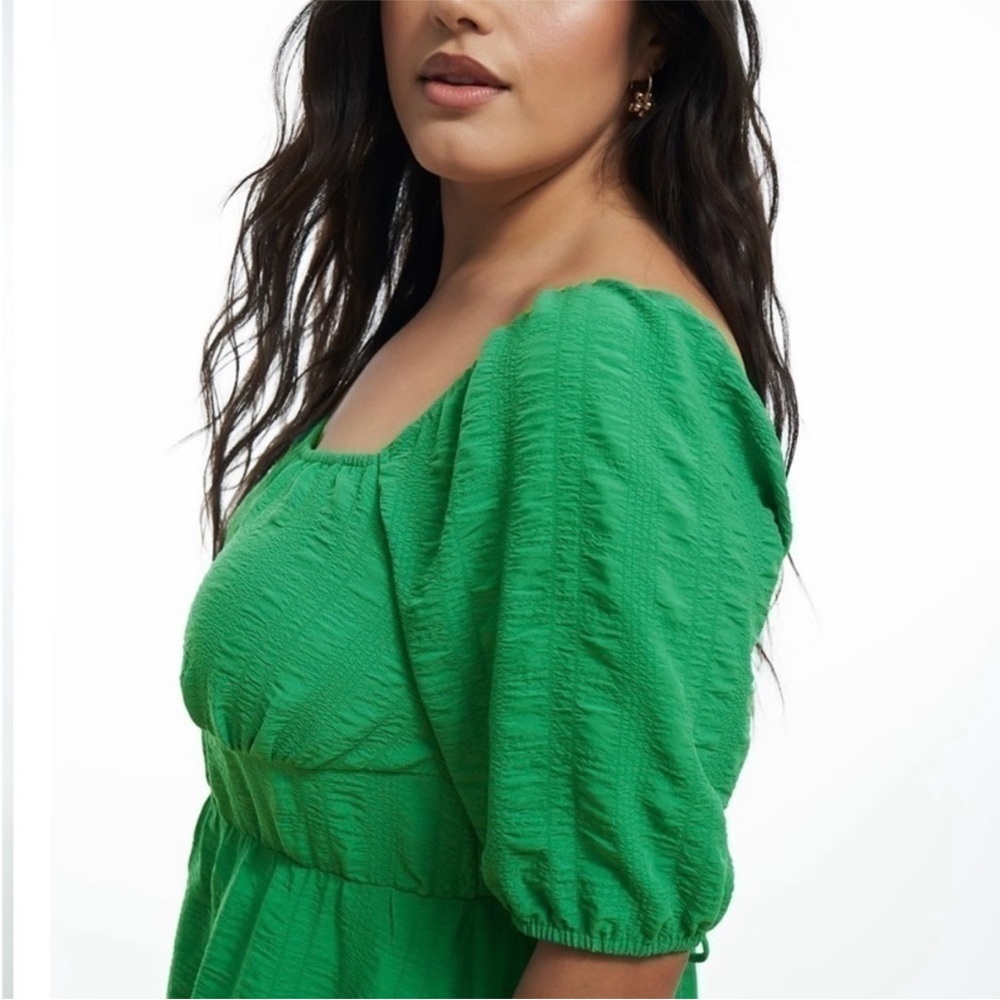 Addition Elle Green Maxi Tiered Lace-Up Peasant Dress Party Stretch size 3X - Picture 5 of 16